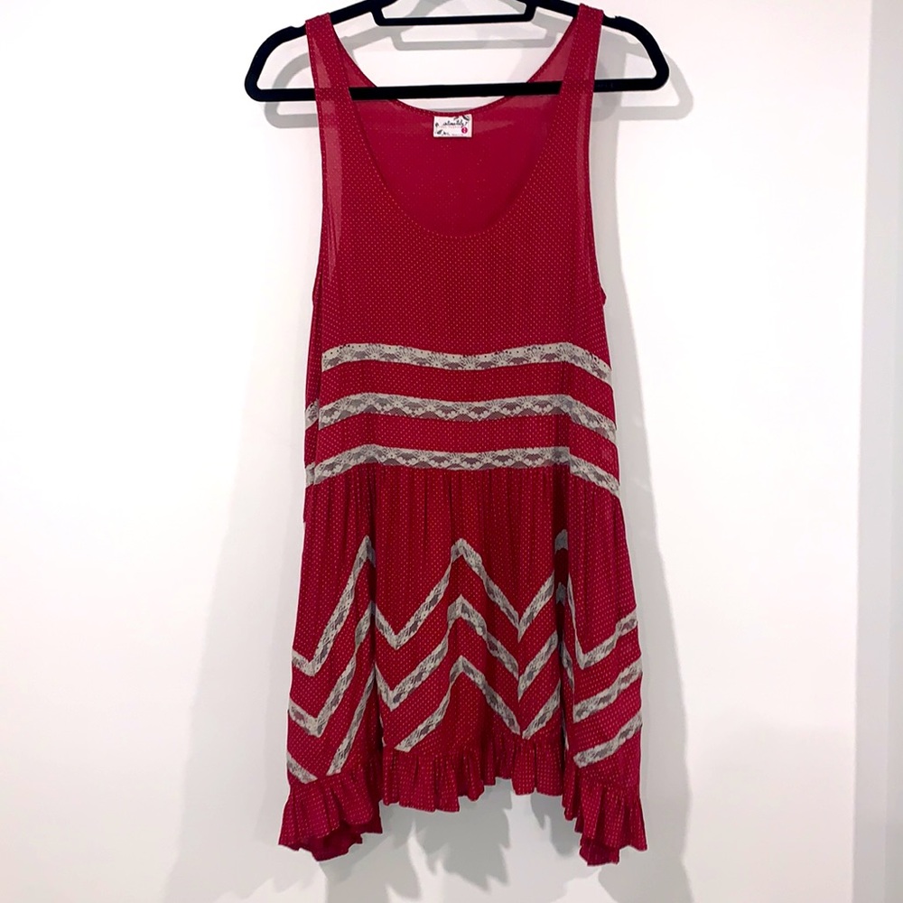 Intimately Free People Trapeze Tunic Dress Berry Medium